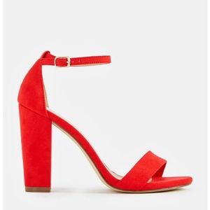 Justfab Makemba Block Heel Sandal Red Suede 37.5